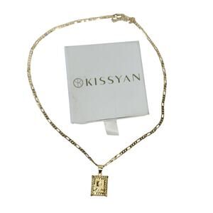 Kissyan 24k Gold Plated "R" Initial Letter Pendant 20" Figaro Chain Necklace New